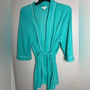 Coral Bay Teal Waffle Knit Bathrobe